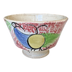 Antique Staffordshire Red Peafowl Spatterware Spongeware Miniature Cup & Saucer