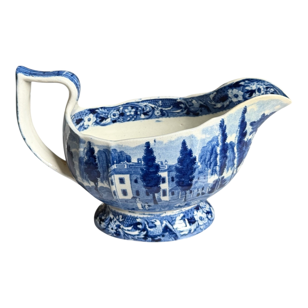 Antique Historical Staffordshire Blue Transferware Gravy Sauce Boat – Hoboken NJ