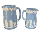 Antique Wedgwood Blue Jasperware Pottery Pitchers – Set of 2
