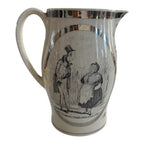 Antique Staffordshire Liverpool Storytelling Silver Painted Pitcher Jug