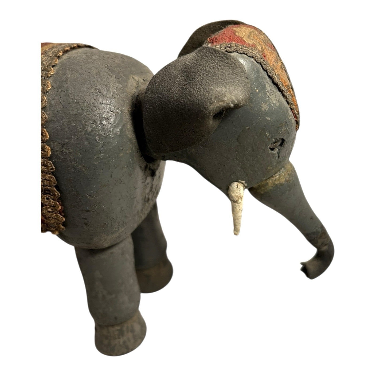Antique Schoenhut Humpty Dumpty Circus Elephant with Blanket and Head Dress