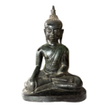 Antique Thai Burmese Bronze Seated Buddha Statue - Mon Period Style