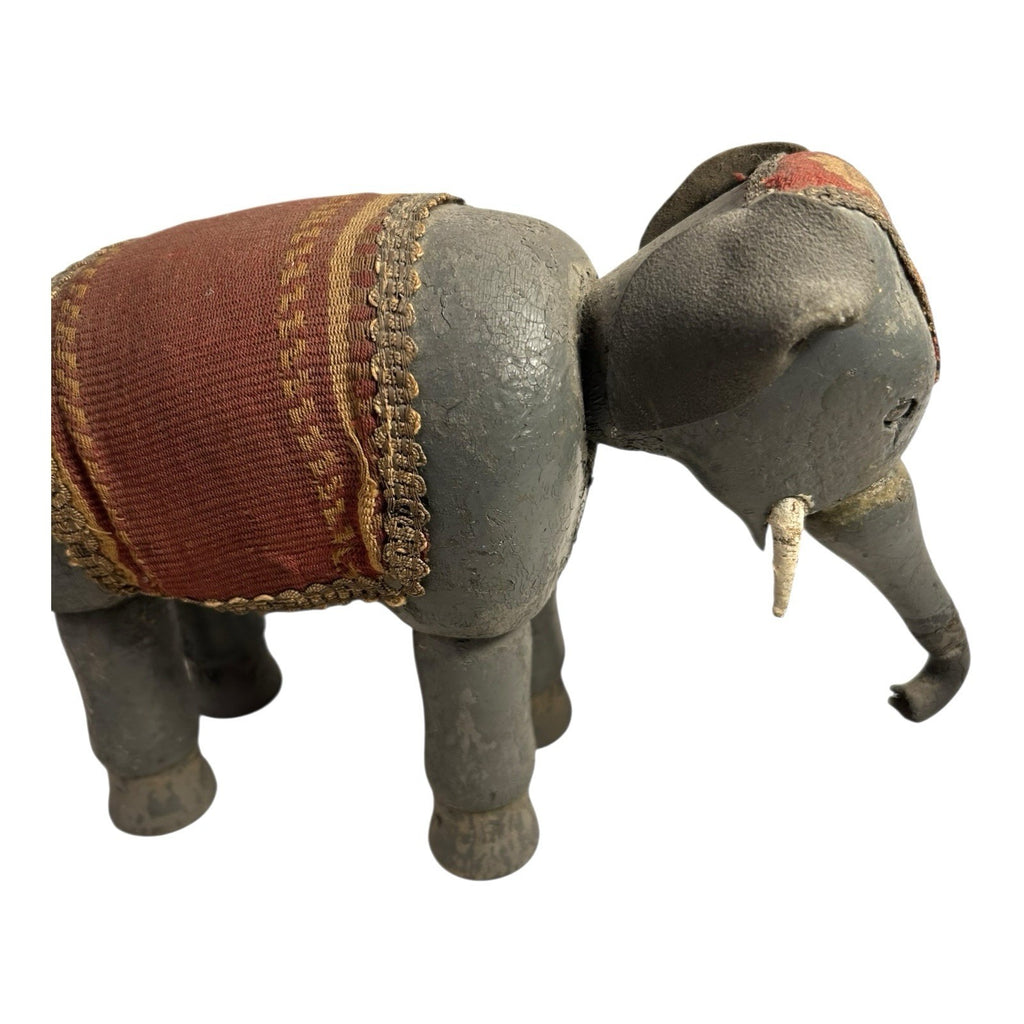 Antique Schoenhut Humpty Dumpty Circus Elephant with Blanket and Head Dress