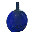Vintage Nuutajarvi Oiva Toikka Finland Blue Art Glass Flask Vase (Signed)