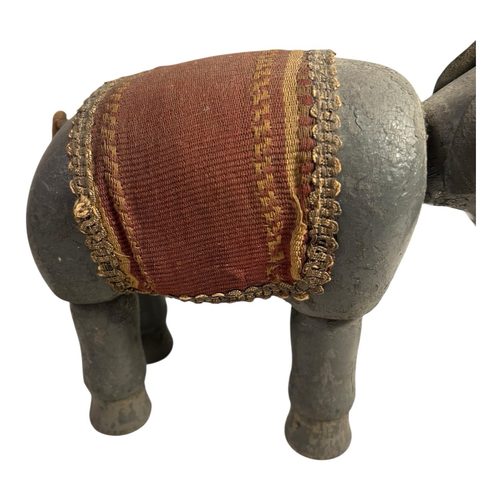 Antique Schoenhut Humpty Dumpty Circus Elephant with Blanket and Head Dress