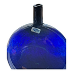 Vintage Nuutajarvi Oiva Toikka Finland Blue Art Glass Flask Vase (Signed)