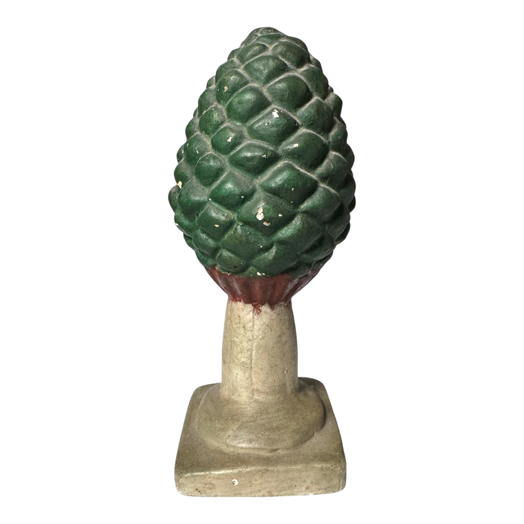Antique Victorian Chalkware Pinecone Garden Post Topper - Architectural Finial