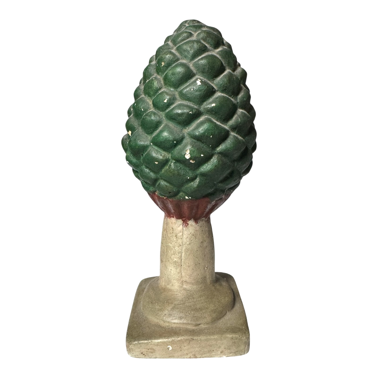 Antique Victorian Chalkware Pinecone Garden Post Topper - Architectural Finial