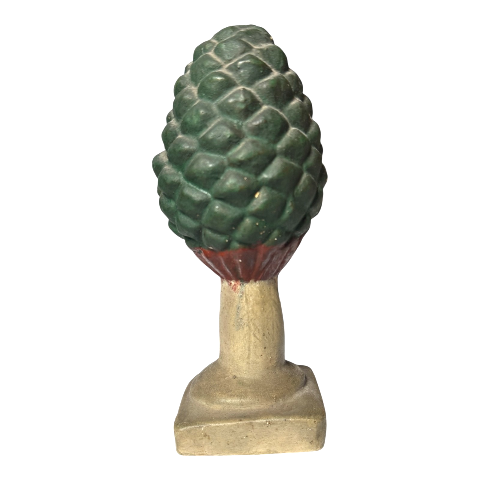 Antique Victorian Chalkware Pinecone Garden Post Topper - Architectural Finial