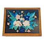Vintage Mid Century Floral Glass Jewelry Box Foilwork Trinket Box
