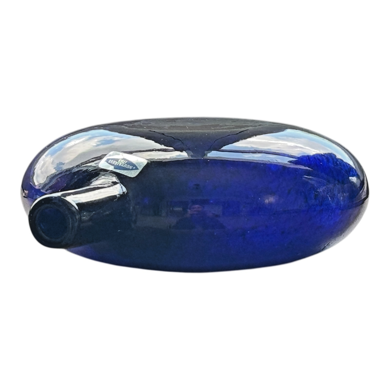 Vintage Nuutajarvi Oiva Toikka Finland Blue Art Glass Flask Vase (Signed)