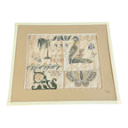 Antique 1830 Folk Art Needlework Sampler with Bird & Butterfly Embroidery