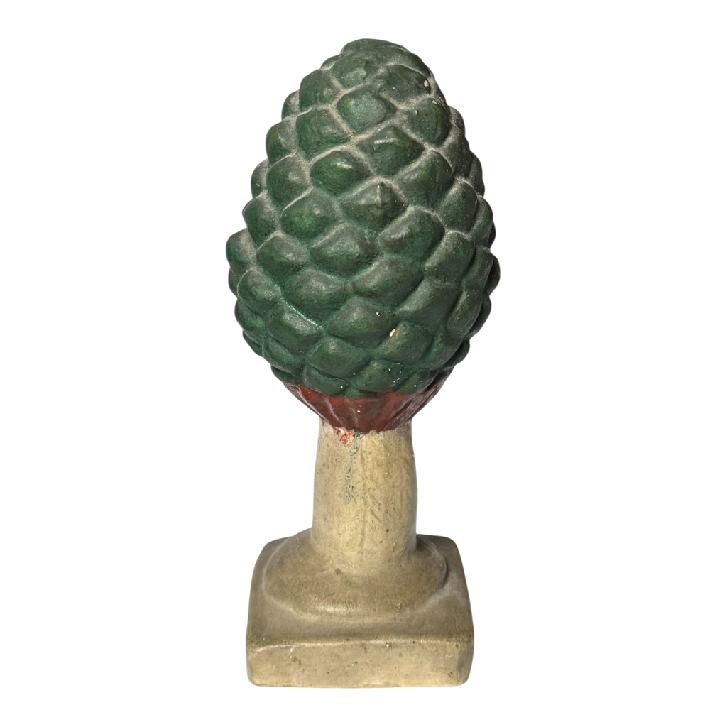 Antique Victorian Chalkware Pinecone Garden Post Topper - Architectural Finial