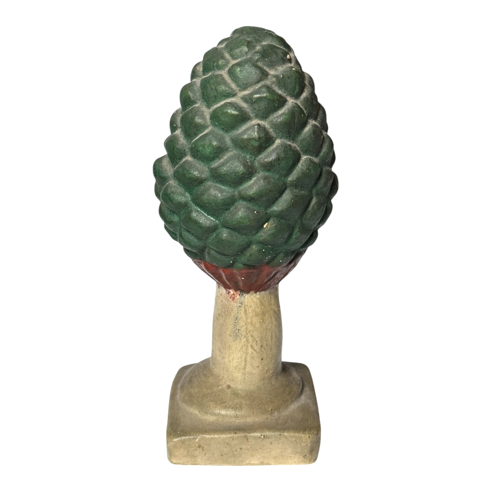 Antique Victorian Chalkware Pinecone Garden Post Topper - Architectural Finial