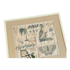 Antique 1830 Folk Art Needlework Sampler with Bird & Butterfly Embroidery