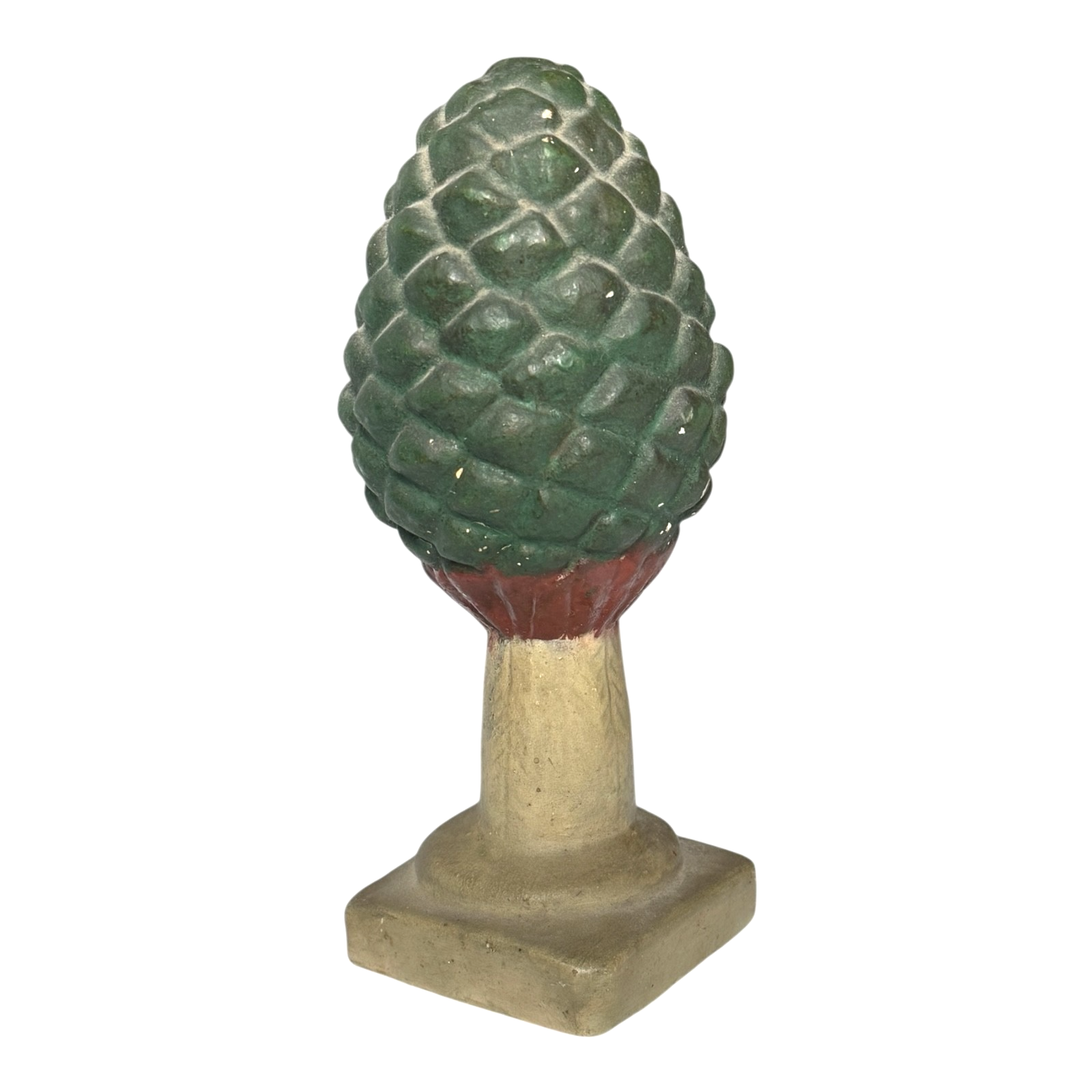 Antique Victorian Chalkware Pinecone Garden Post Topper - Architectural Finial