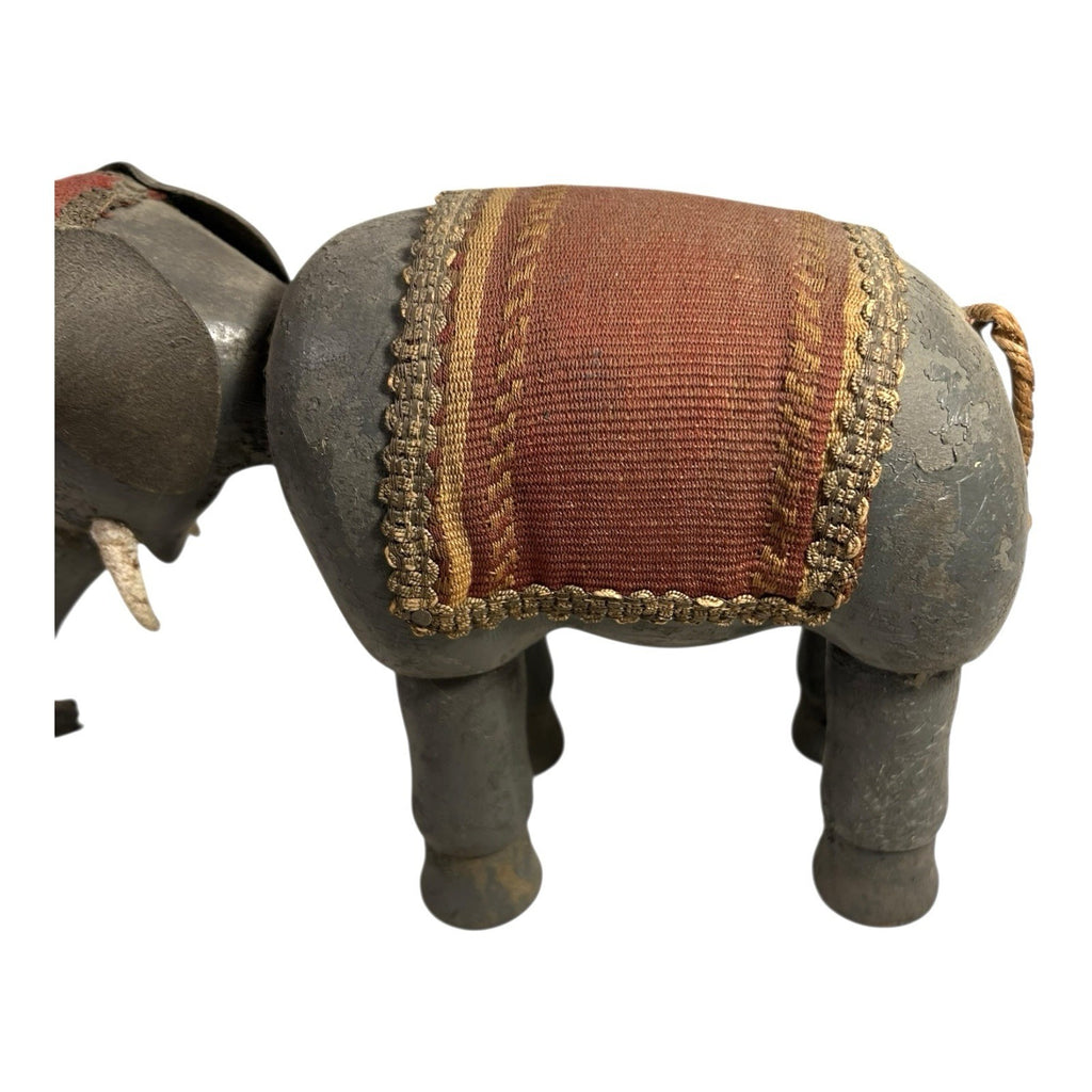 Antique Schoenhut Humpty Dumpty Circus Elephant with Blanket and Head Dress