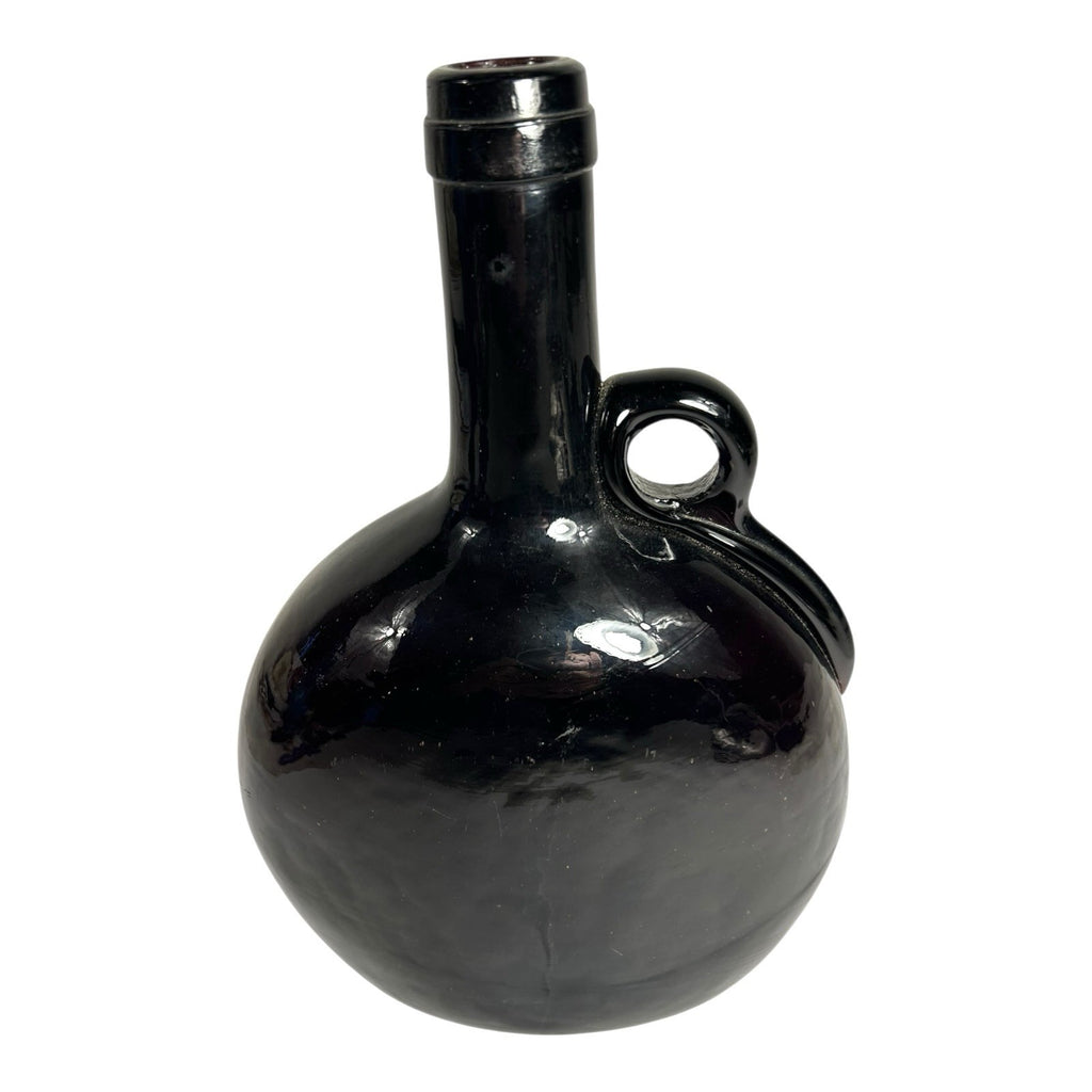Antique Victorian Brown Hand Blown Flagon Whiskey Decanter Bottle