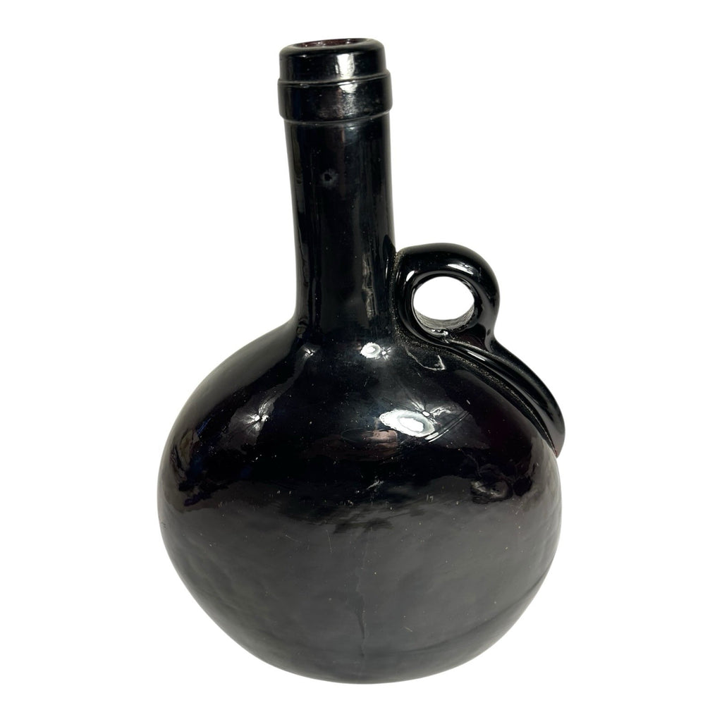 Antique Victorian Brown Hand Blown Flagon Whiskey Decanter Bottle