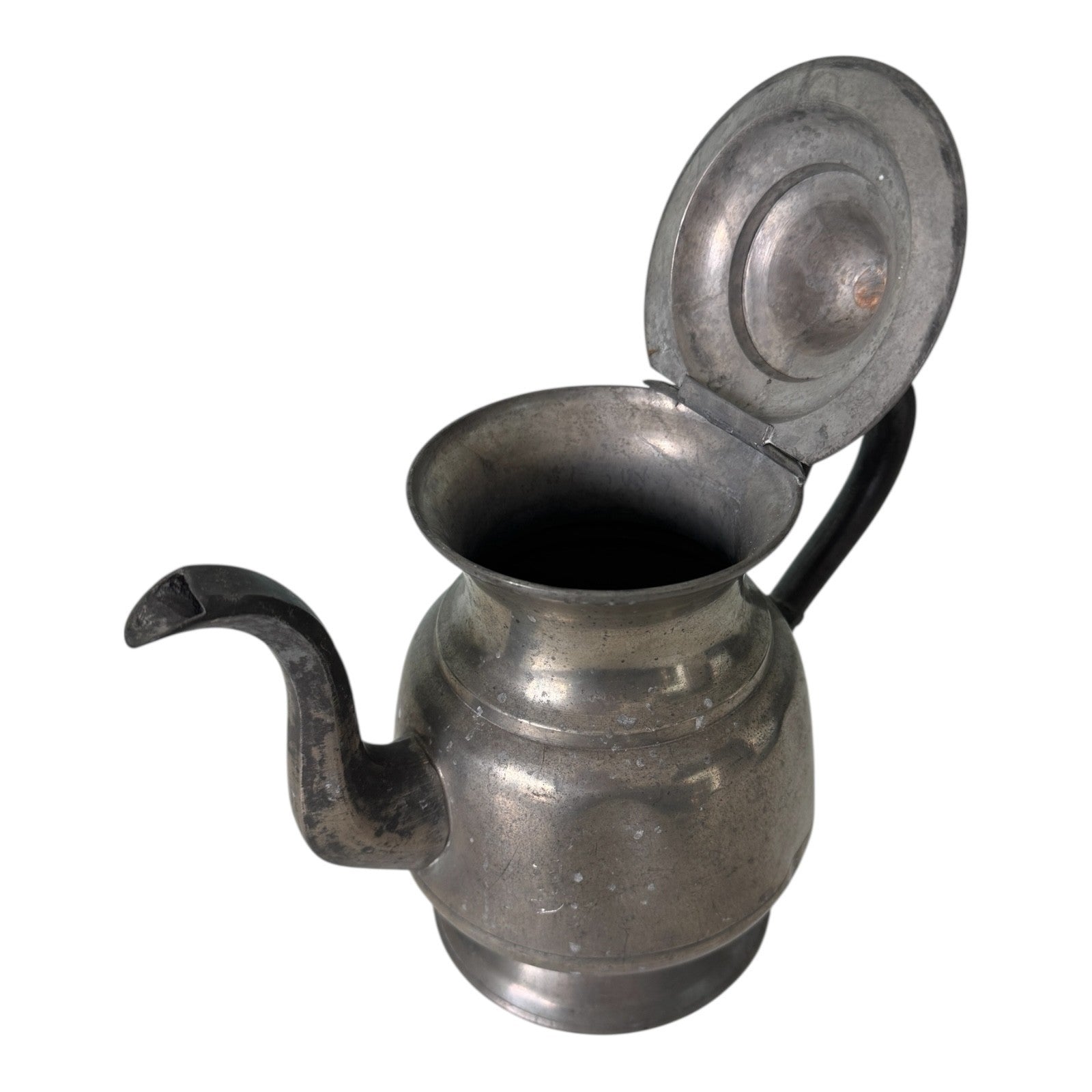 Antique Primitive Pewter Coffee Pot with Lid - Farmhouse Decor