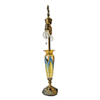 Vintage Durand Pulled Feather Art Nouveau Glass Dual Socket Lamp