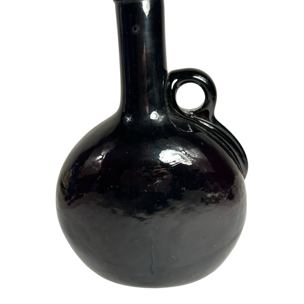 Antique Victorian Brown Hand Blown Flagon Whiskey Decanter Bottle