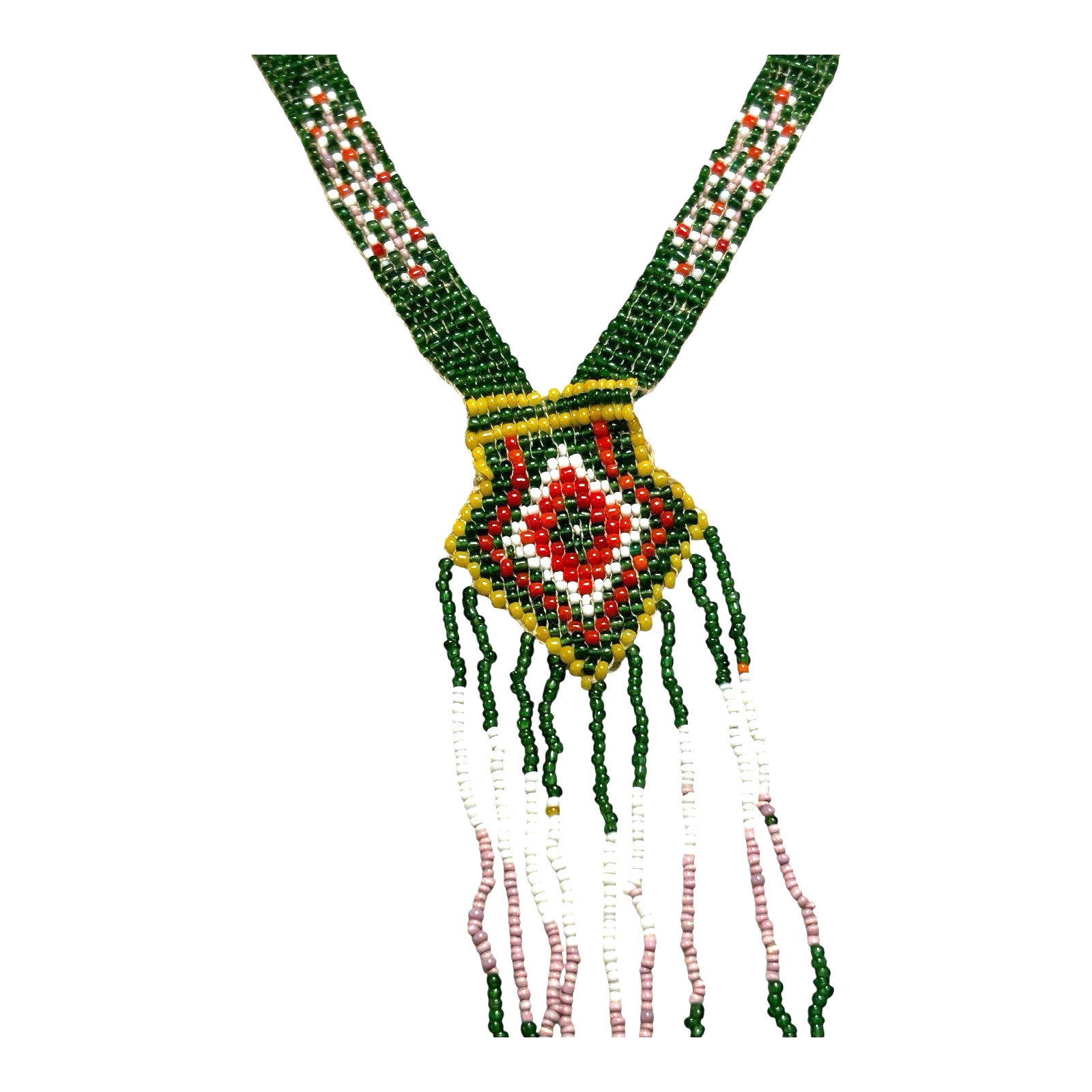 Antique Native American Ceremonial Beaded Sash Necklace