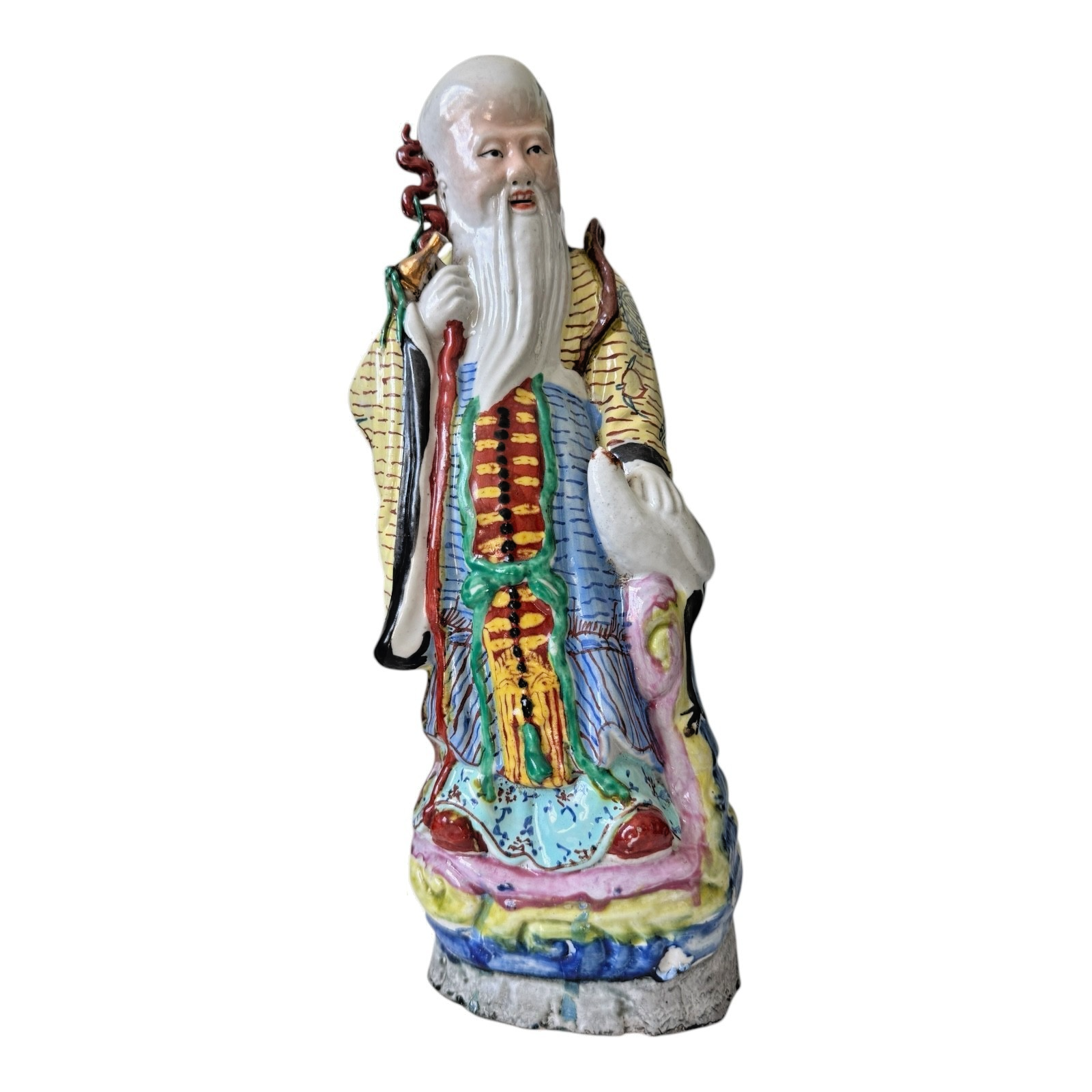Antique Chinese Famille Rose Porcelain Figure of Shou Xing - God of Longevity