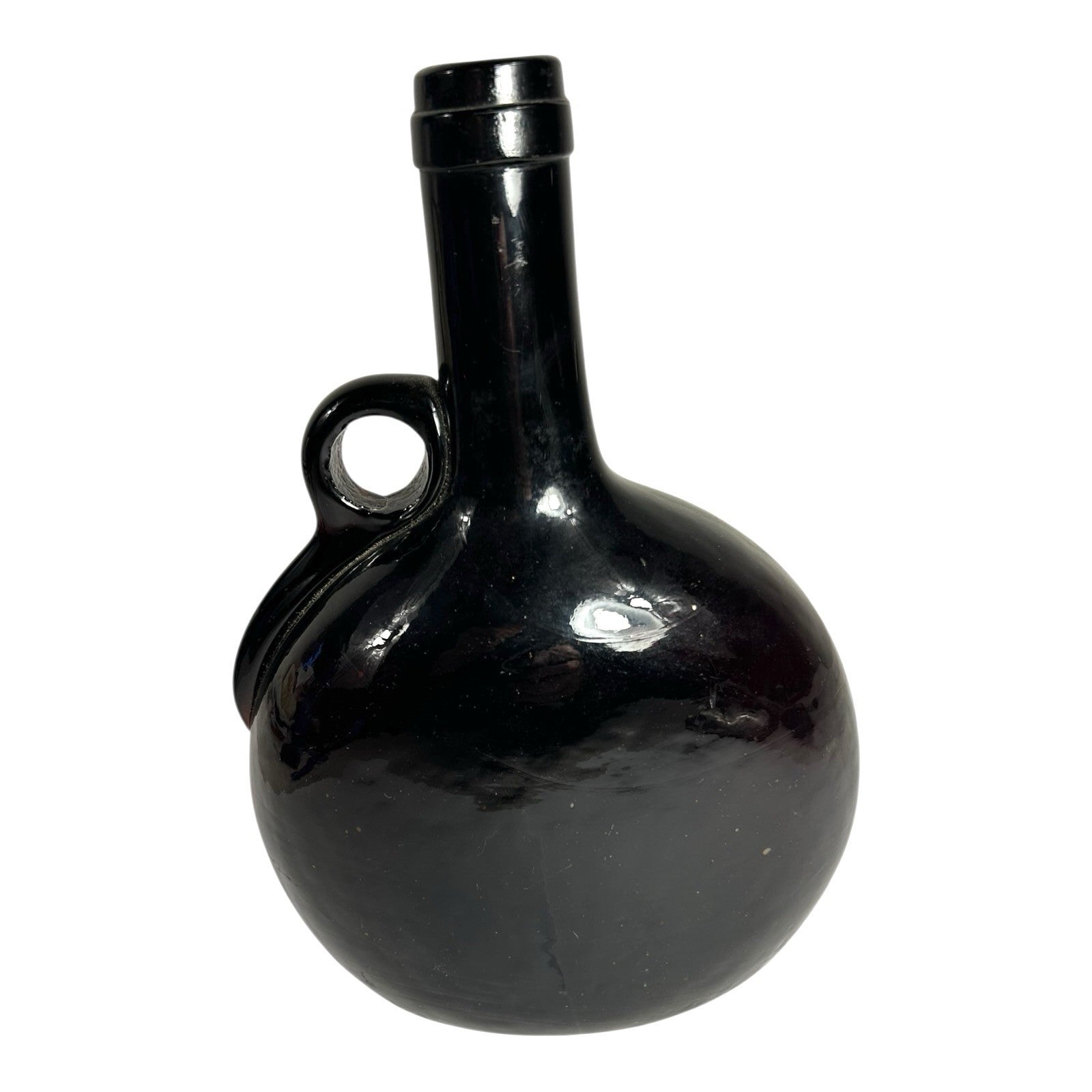 Antique Victorian Brown Hand Blown Flagon Whiskey Decanter Bottle