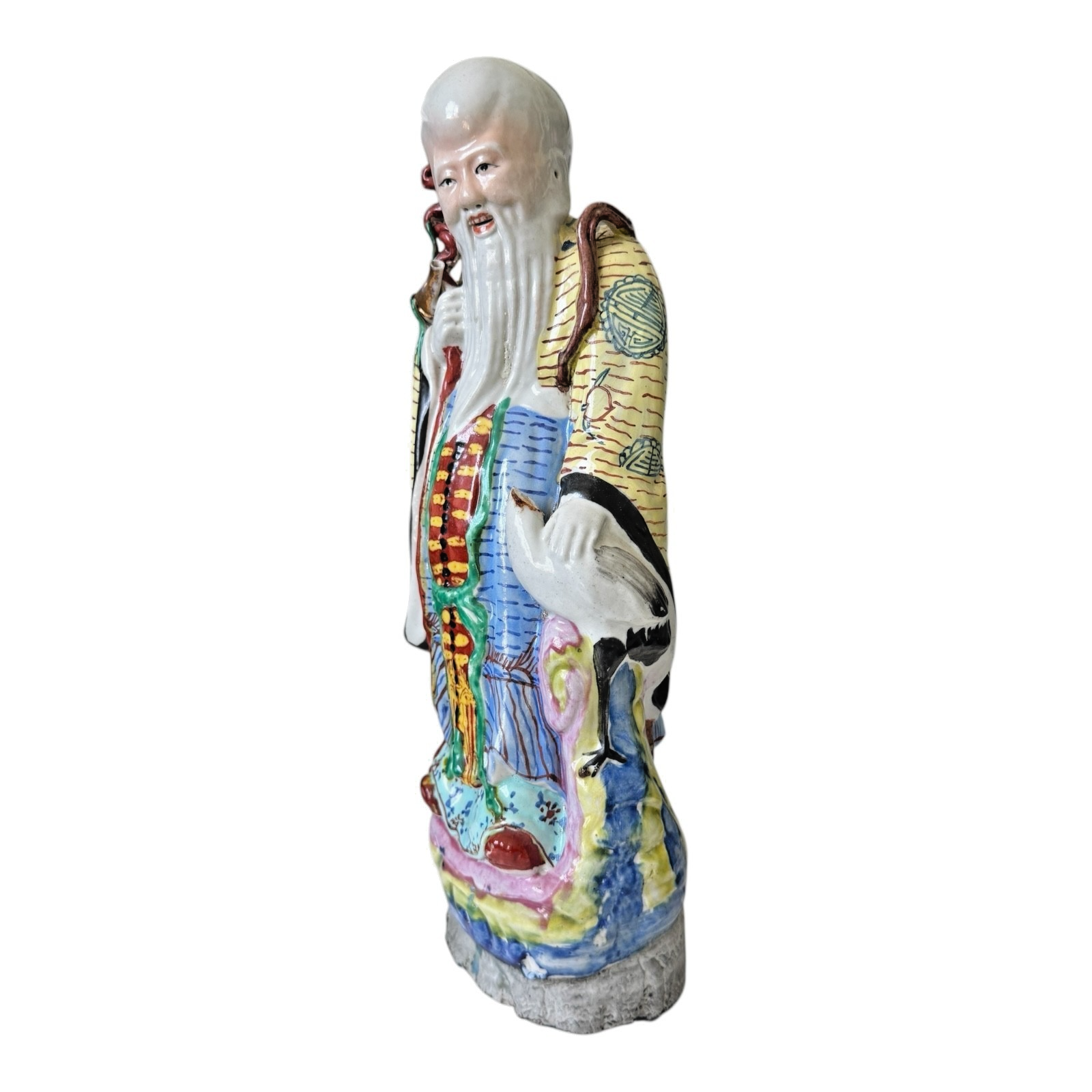 Antique Chinese Famille Rose Porcelain Figure of Shou Xing - God of Longevity