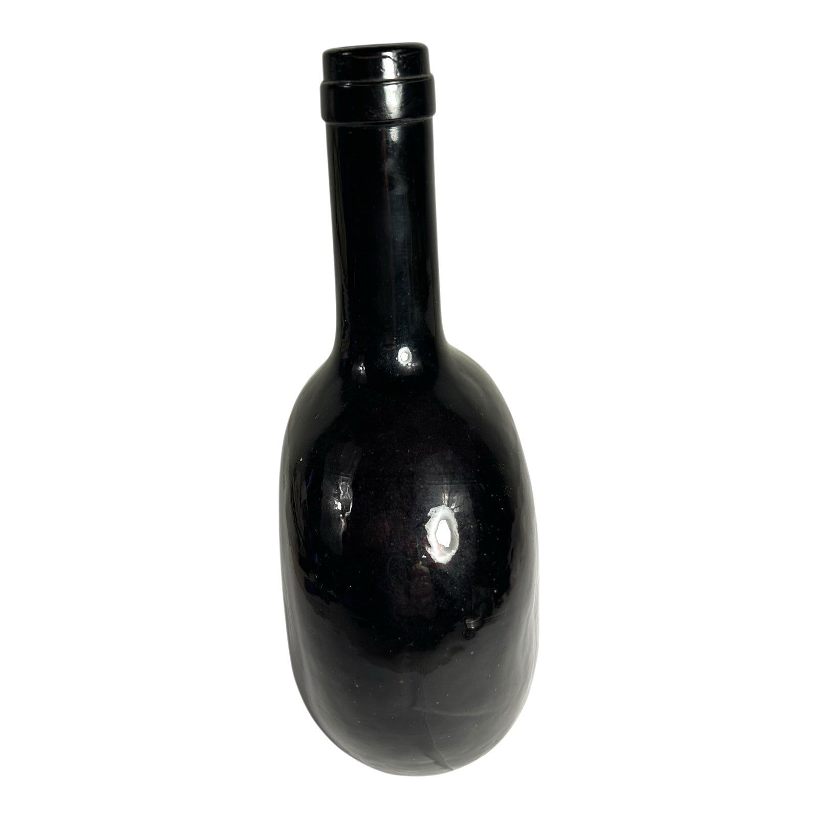 Antique Victorian Brown Hand Blown Flagon Whiskey Decanter Bottle