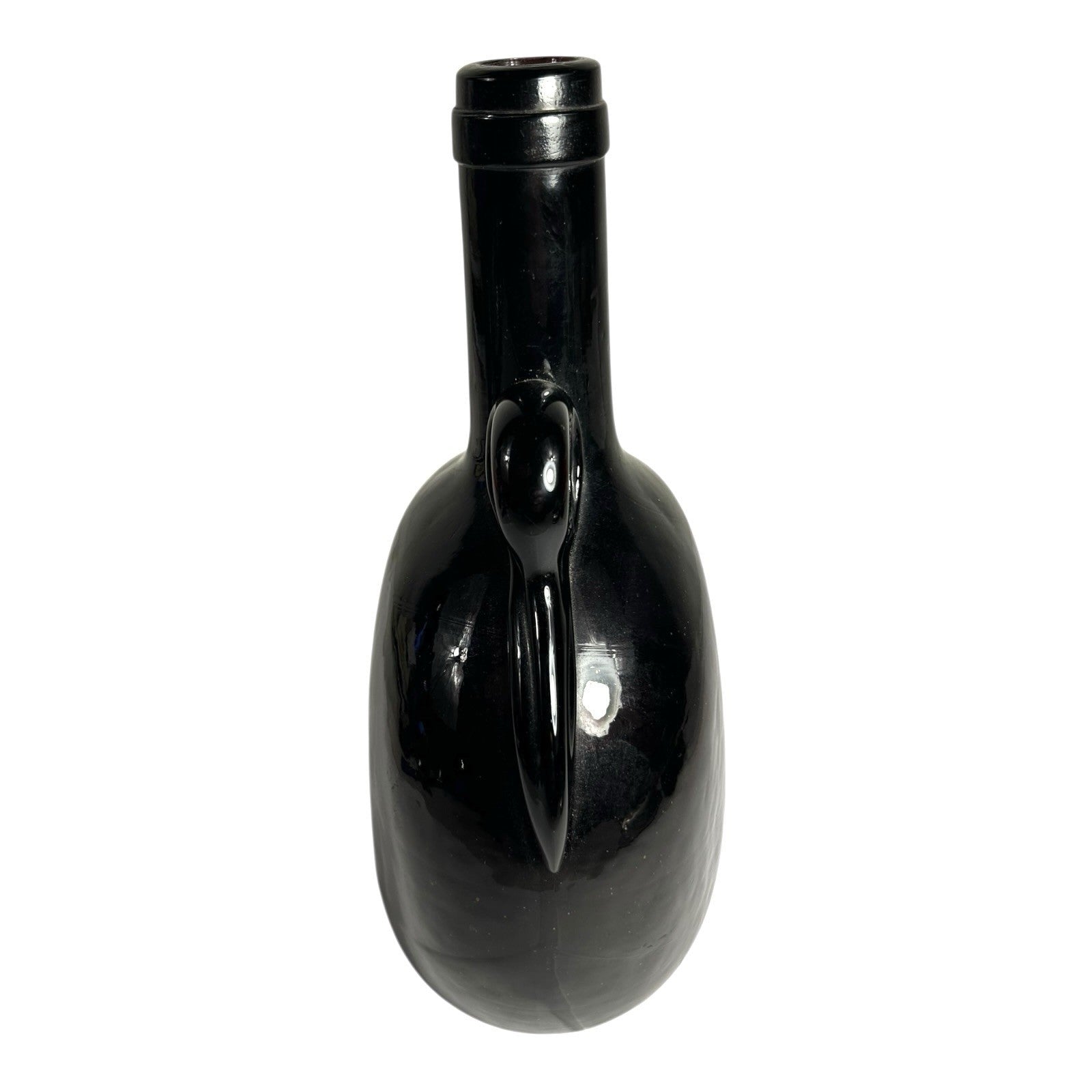 Antique Victorian Brown Hand Blown Flagon Whiskey Decanter Bottle