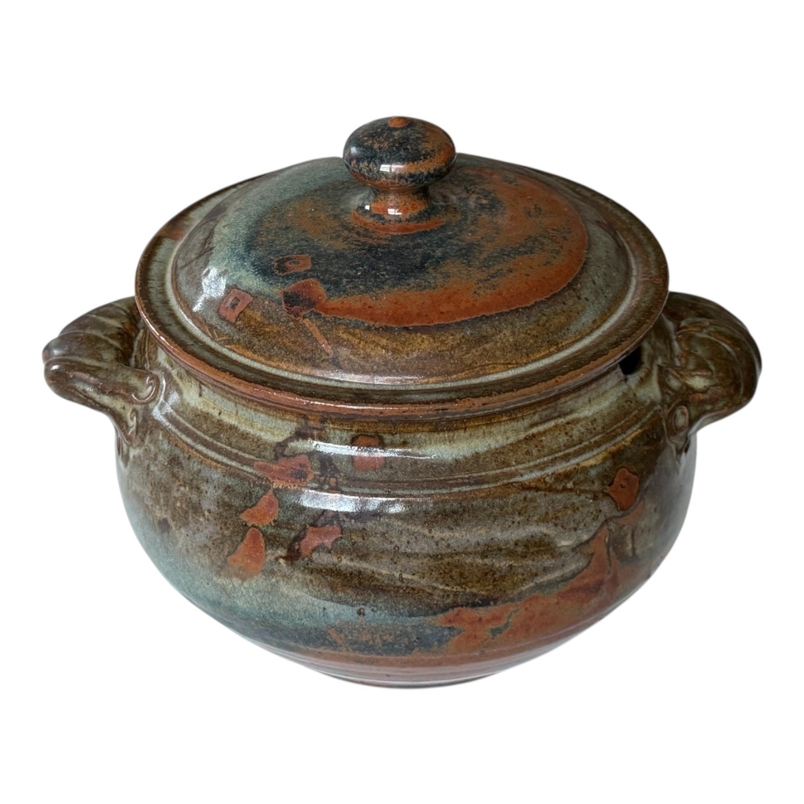 Vintage Plum Tree Pottery Covered Serving Bowl Tureen (Signed, John Glick)