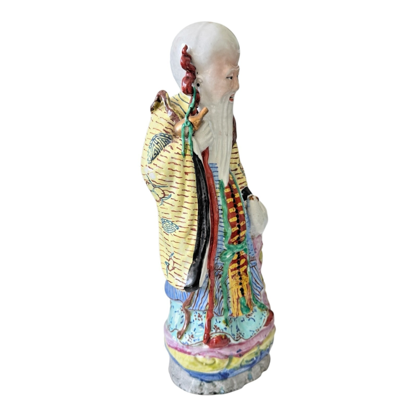 Antique Chinese Famille Rose Porcelain Figure of Shou Xing - God of Longevity