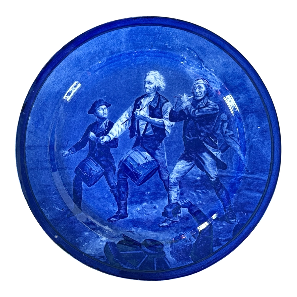 Antique Staffordshire Cauldon Flow Blue Charger - Spirit of 76 Revolutionary War