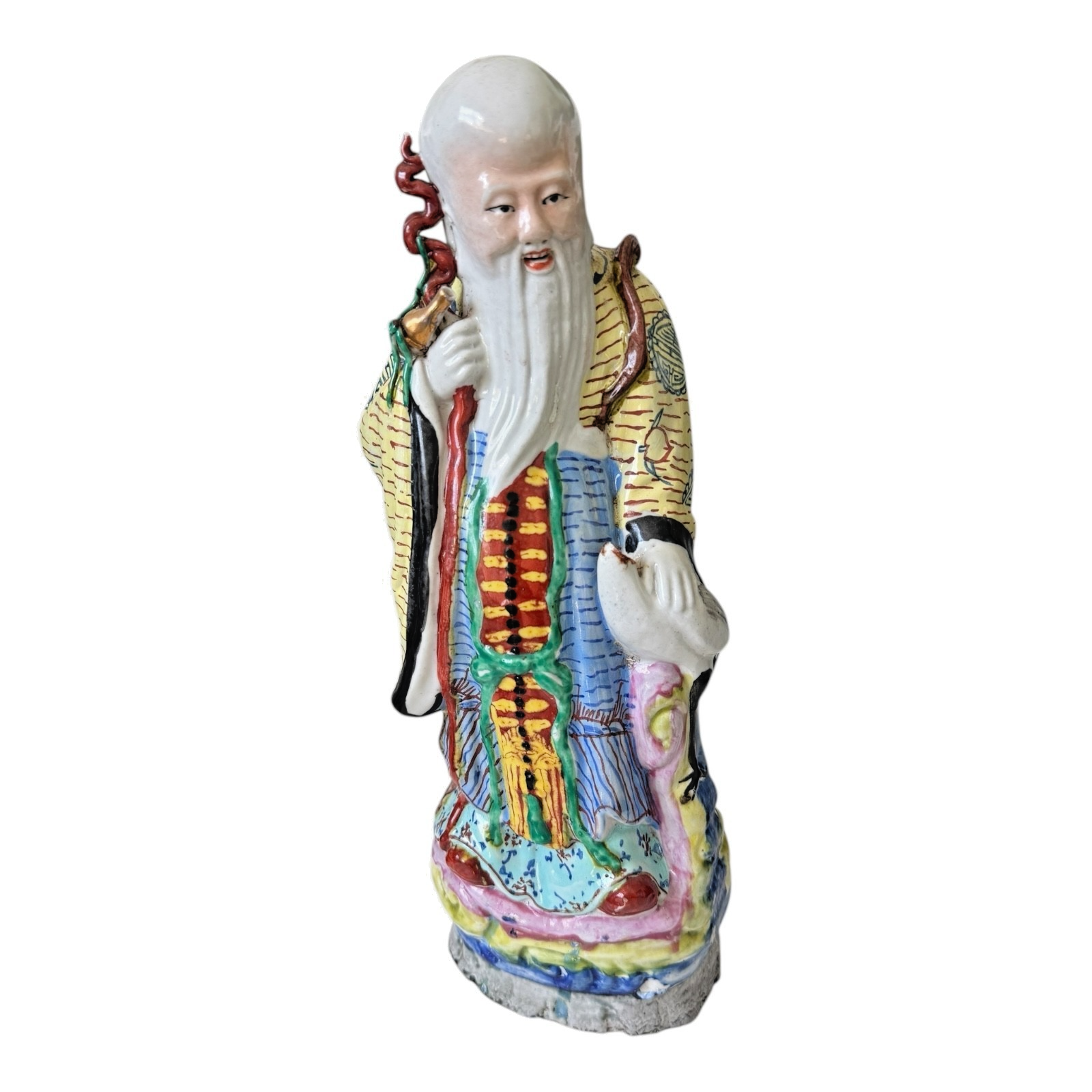 Antique Chinese Famille Rose Porcelain Figure of Shou Xing - God of Longevity
