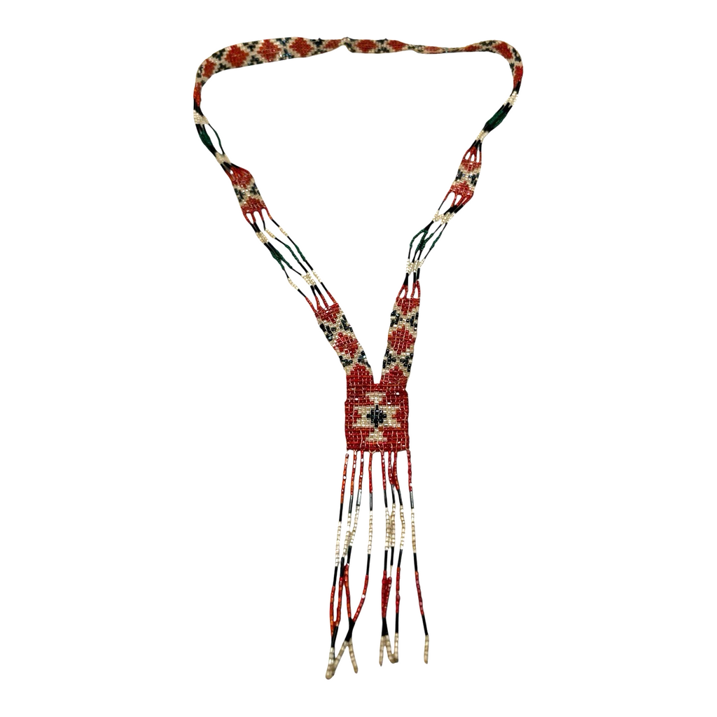 Antique Native American Cermonial Beaded Sash Necklace