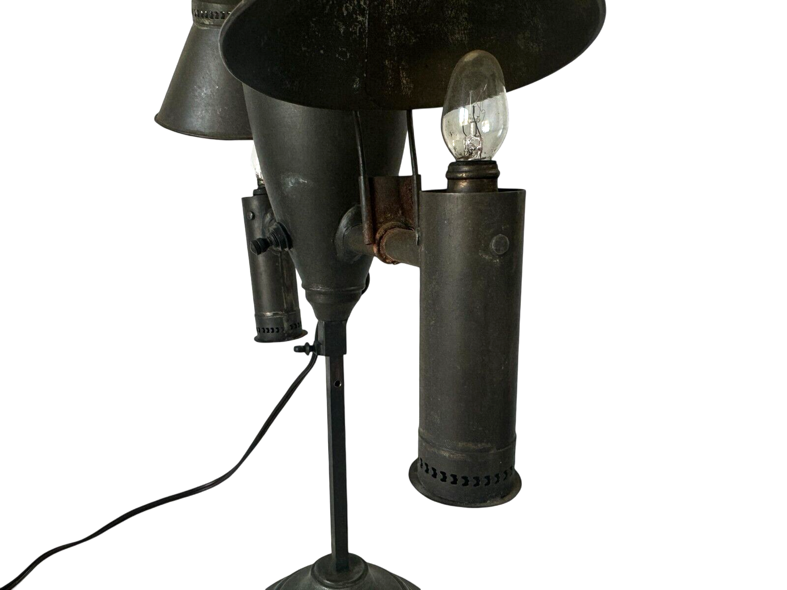 Antique Industrial Student Desk Lamp Double Shade Central Font Metal Lamp