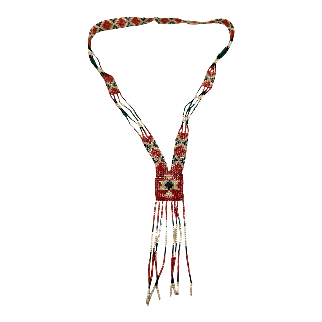 Antique Native American Cermonial Beaded Sash Necklace