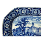 Antique Historical Staffordshire Blue White Transferware Platter – Alms House NY