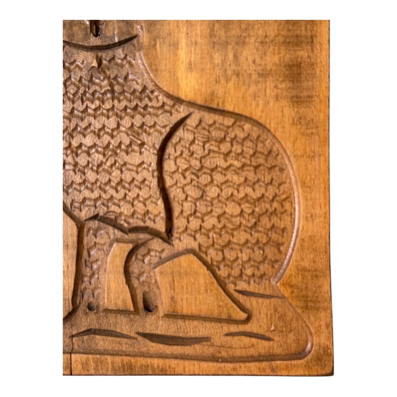 Vintage Folk Art Wooden Cat Cookie Mold Wall Hanging