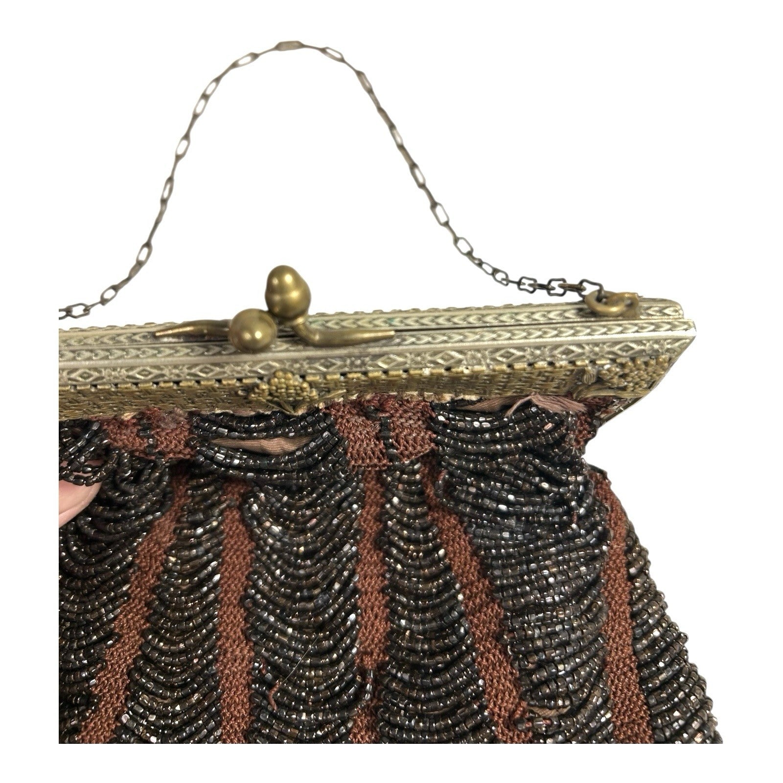 Vintage Beaded Flapper Girl Clutch Purse Bead Art Deco Clutch Purse