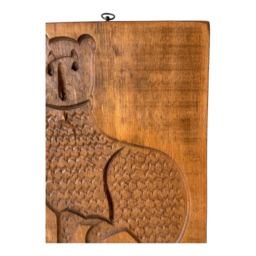 Vintage Folk Art Wooden Cat Cookie Mold Wall Hanging