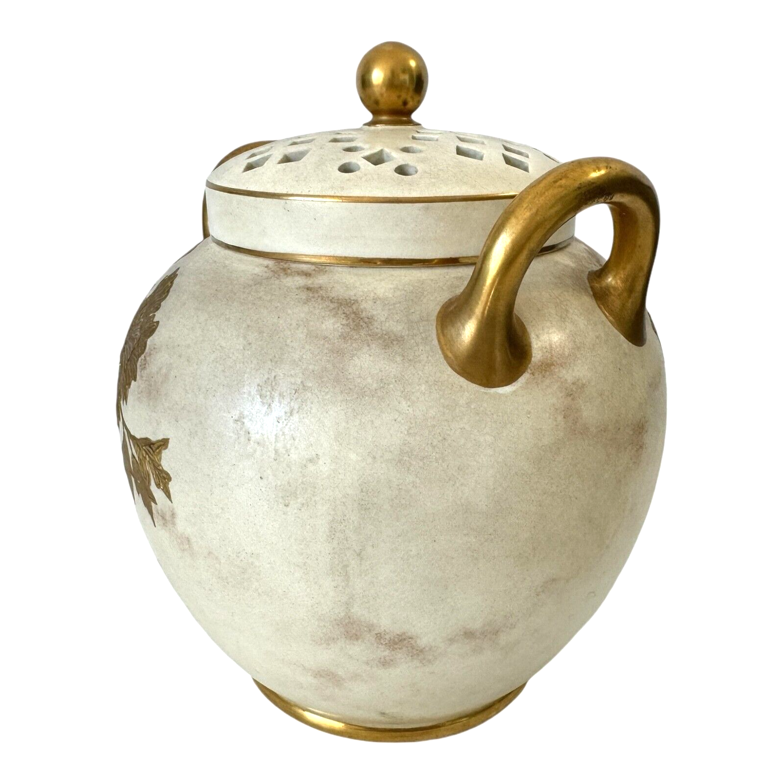 Antique Wedgwood Gold Floral Potpourri Jar with Pierced Lid