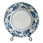 Antique Dedham Stoneware Pottery Iris Pattern Blue Crackle Cabinet Plate, 6"
