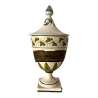 Antique Italian Majolica Apothecary Urn Jar with Lid - Pharmacy Drug Jar
