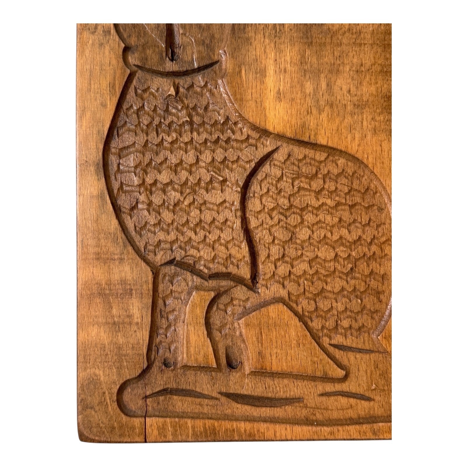 Vintage Folk Art Wooden Cat Cookie Mold Wall Hanging