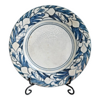 Antique Dedham Stoneware Pottery Iris Pattern Blue Crackle Cabinet Plate, 6"