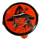 Vintage Halloween Witch Tin Litho Tambourine Noisemaker Instrument  - T. Cohn