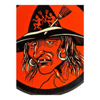 Vintage Halloween Witch Tin Litho Tambourine Noisemaker Instrument  - T. Cohn